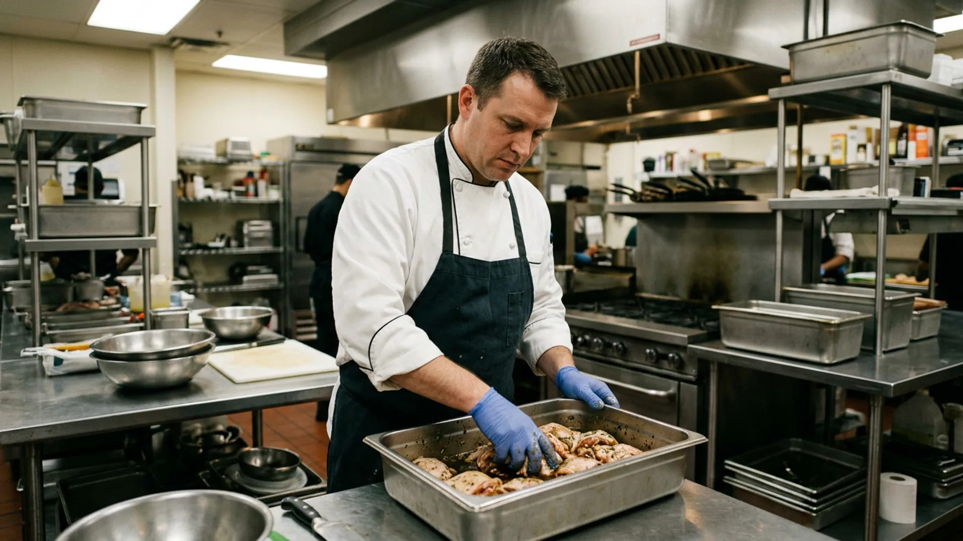 Executive chef working in the commissary kitchen